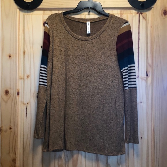 Vanilla Bay Tops - Long sleeve top with multi color sleeves